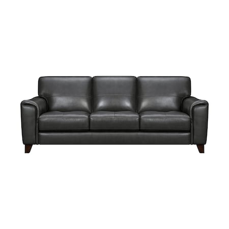 Armen Living Bergen 87" Pewter Genuine Leather Square Arm Sofa LCBE3PW